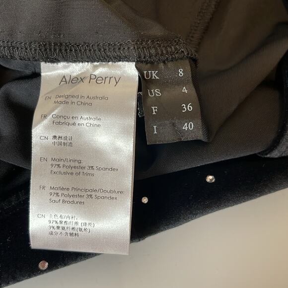 Alex Perry Strapless Sweetheart Crystal Embellished Velvet Black Mini Dress Sz 4 - Picture 8 of 9